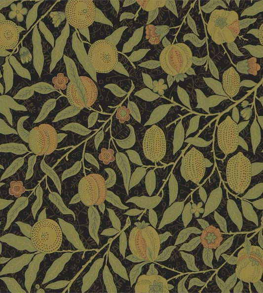Fruit Fabric - Black/Claret - 230286 - Morris & Co