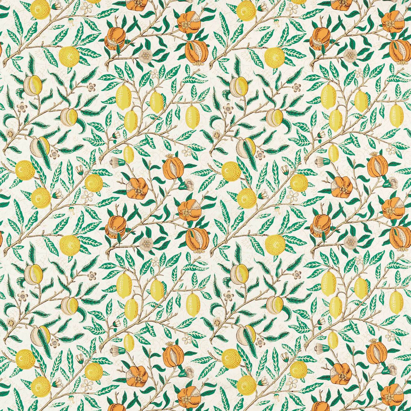 Fruit Fabric - Sap Green/Tangerine - 227205 - Morris & Co