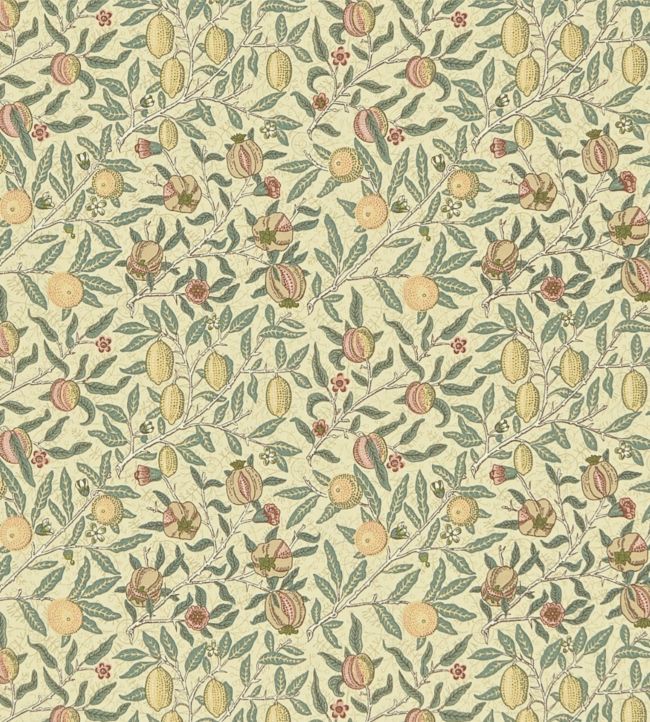 Fruit Minor Fabric - Ivory/Teal - DCMF226704 - Morris & Co
