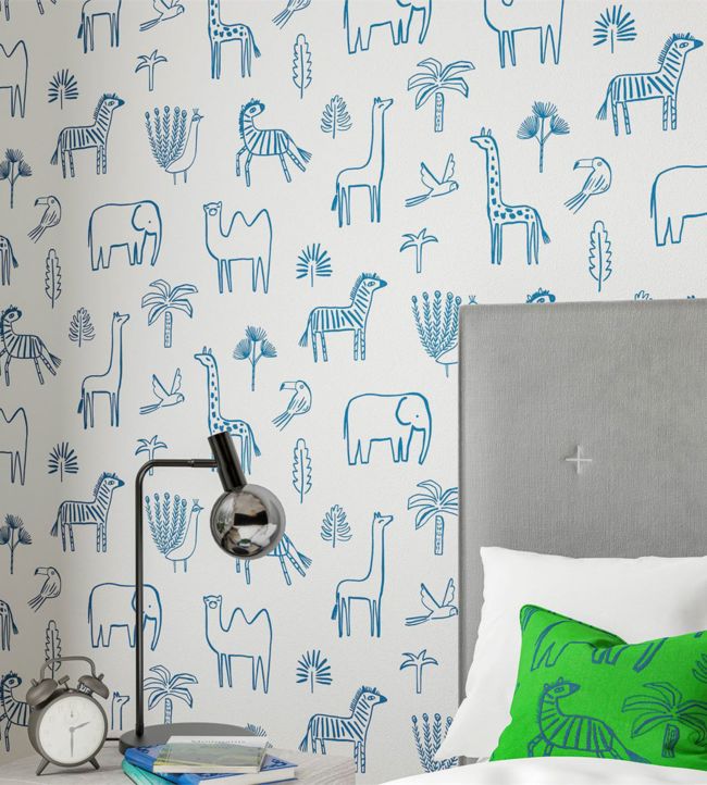 Funky Jungle Wallpaper - Navy - HLTF112630 - Harlequin