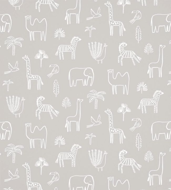 Funky Jungle Wallpaper - Stone - HLTF112629 - Harlequin
