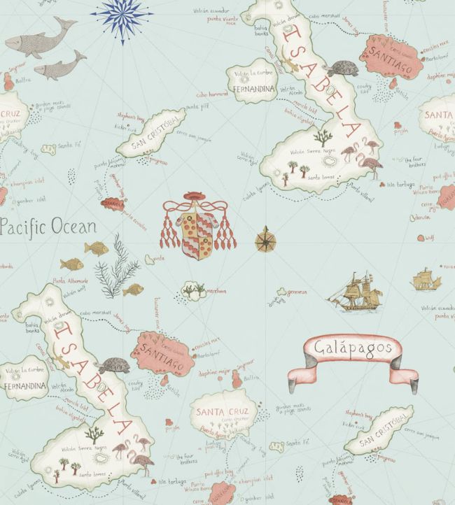Galapagos Wallpaper - Ocean Blue - DVOY213364 - Sanderson