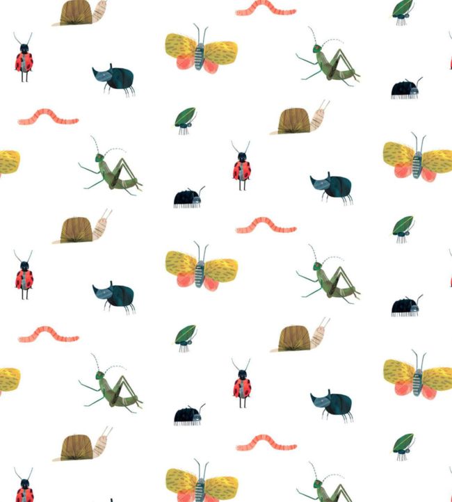 Garden Friends Wallpaper - Poppy/Ochre/Leaf - HLTF112635 - Harlequin