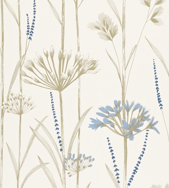 Gardinum Wallpaper - Chalk/Wedgwood/Gold - HPOW110557 - Harlequin