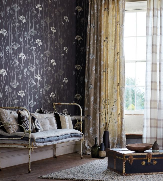 Gardinum Wallpaper - Charcoal Flint & Gilver - HPOW110556 - Harlequin