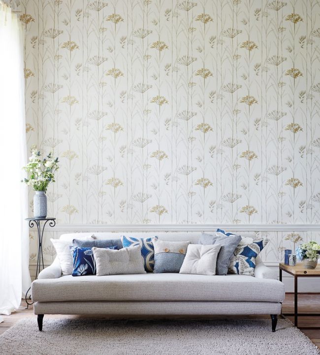 Gardinum Wallpaper - Ivory & Gold - HPOW110554 - Harlequin