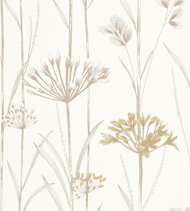 Gardinum Wallpaper - Ivory & Gold - HPOW110554 - Harlequin
