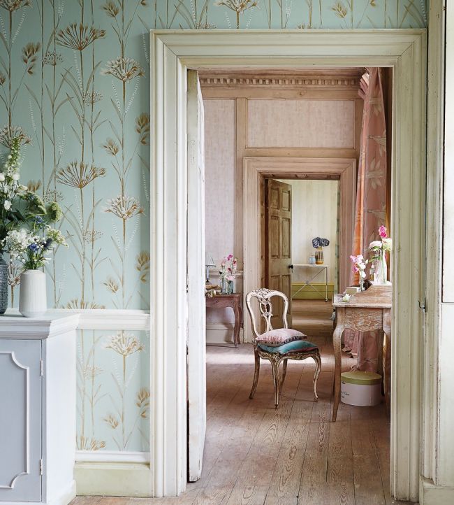 Gardinum Wallpaper - Seafoam/Gold/Gold - HPOW110558 - Harlequin