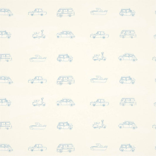 Go Go Retro Wallpaper - Aqua & White - HLTF112652 - Harlequin