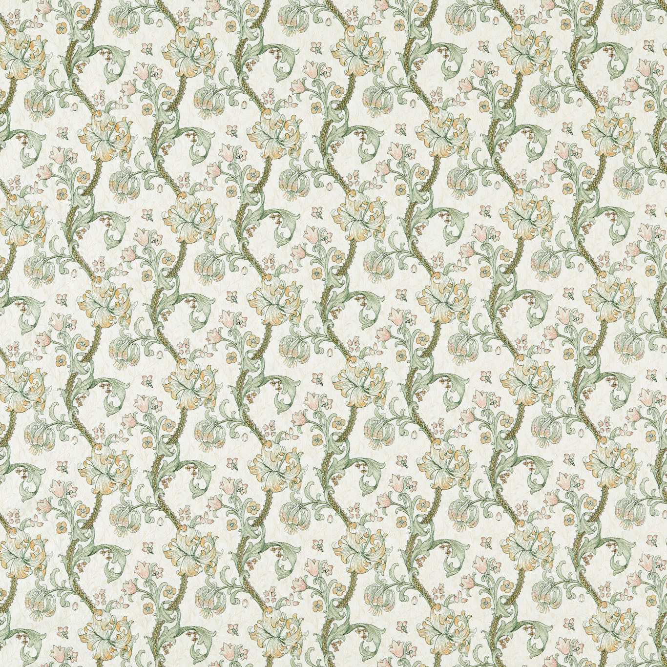 Golden Lily Embroidery Fabric - Linen/Blush - F1742/02 - Clarke & Clarke