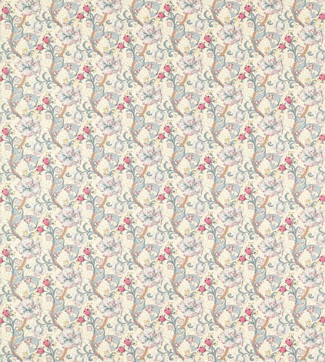 Golden Lily Fabric - Dove/Plum - F1677/01 - Clarke & Clarke