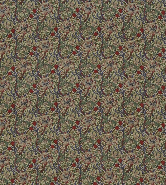 Golden Lily Minor Fabric - Biscuit/Indigo/Red - DMC1G4203 - Morris & Co