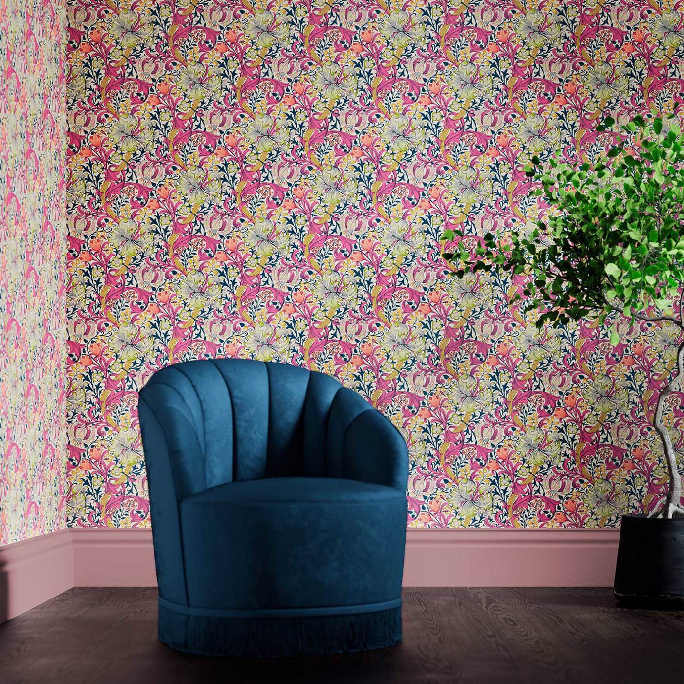 Golden Lily Wallpaper - Pink Fizz - 510006 - Morris & Co