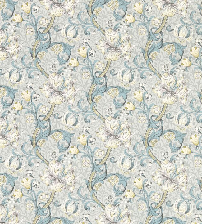 Golden Lily Wallpaper - Slate/Dove - W0174/02 - Clarke & Clarke