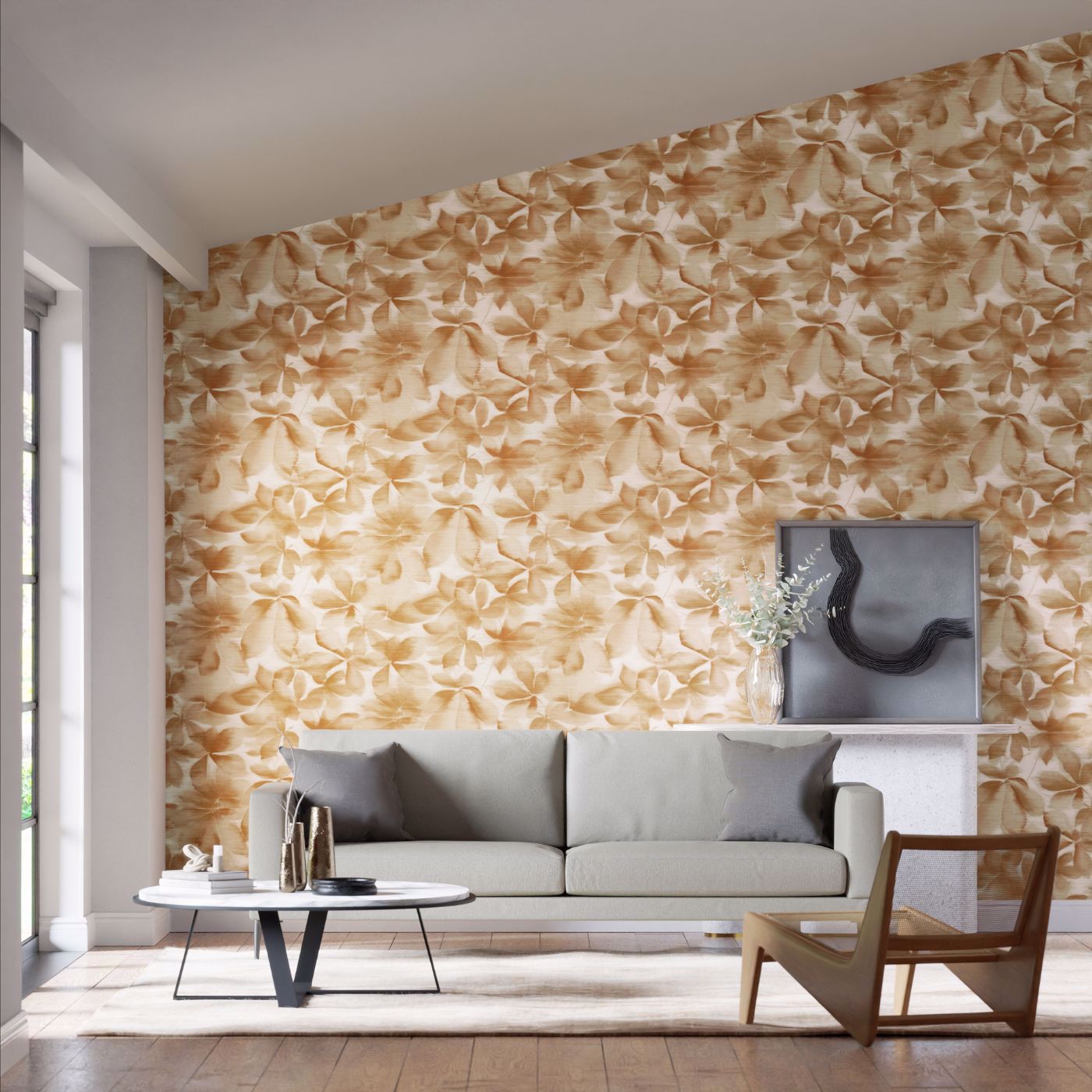 Grounded Wallpaper - Baked Terracotta/Parchment - HC4W113007 - Harlequin
