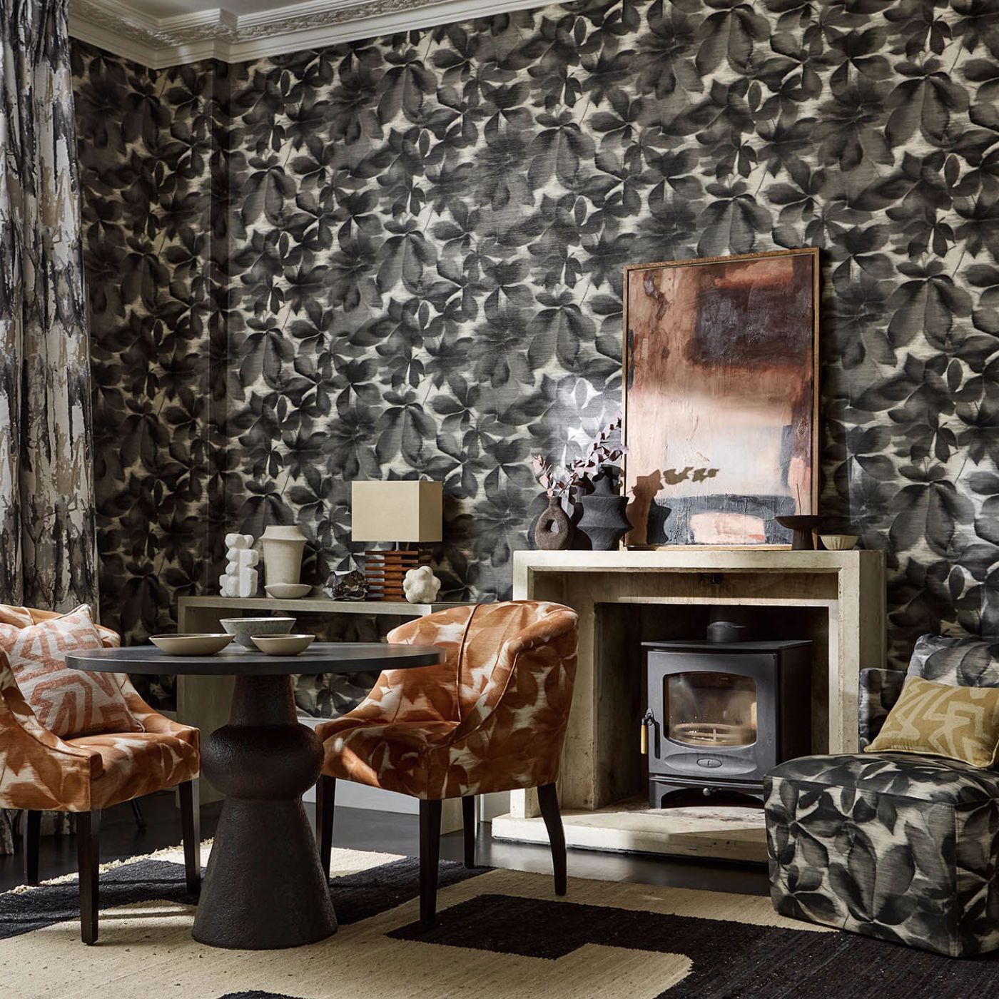 Grounded Wallpaper - Black Earth/Parchment - HC4W113005 - Harlequin