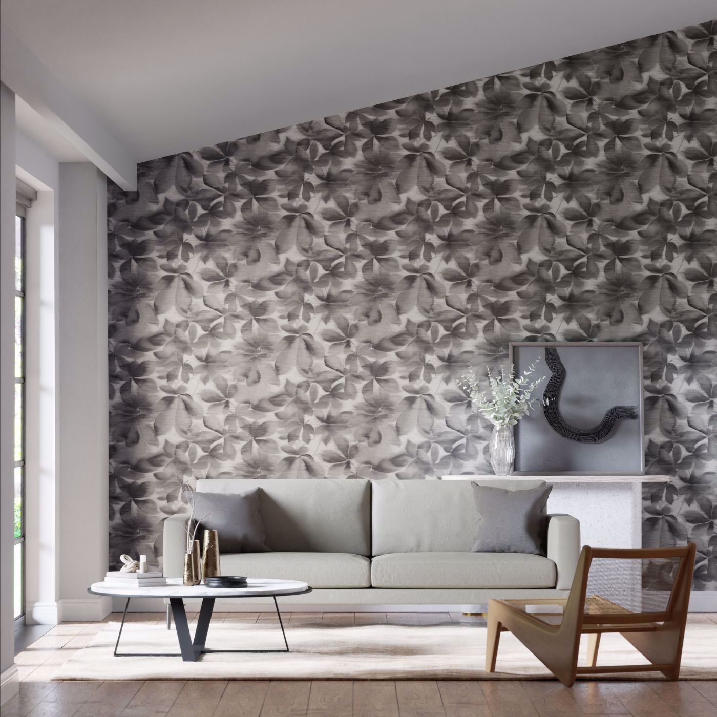 Grounded Wallpaper - Black Earth/Parchment - HC4W113005 - Harlequin