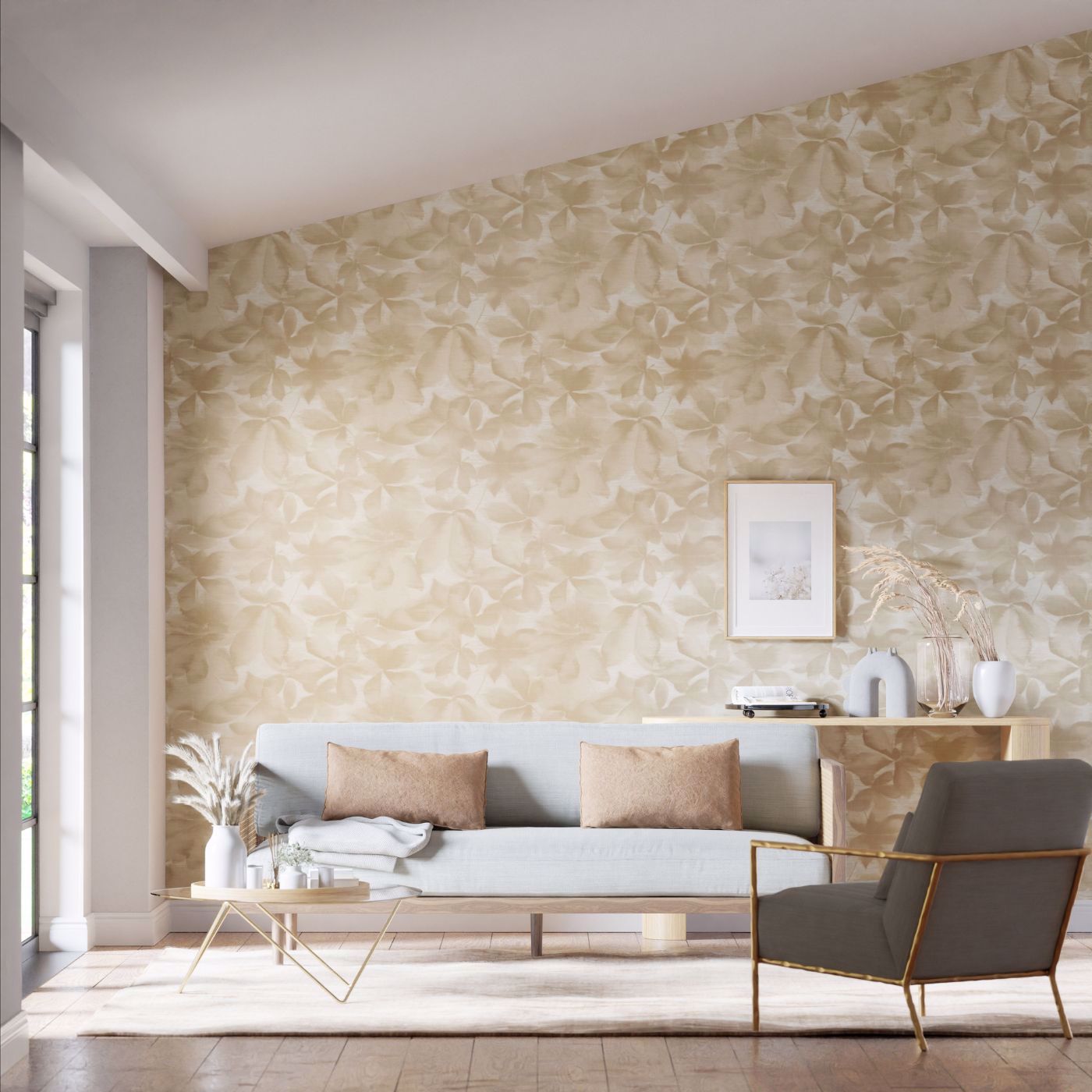 Grounded Wallpaper - Golden Light/Parchment - HC4W113004 - Harlequin
