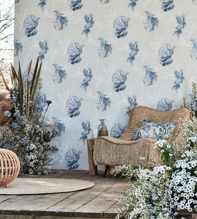 Halfmoon Wallpaper - Stillness/Indigo - HTEW112766 - Harlequin