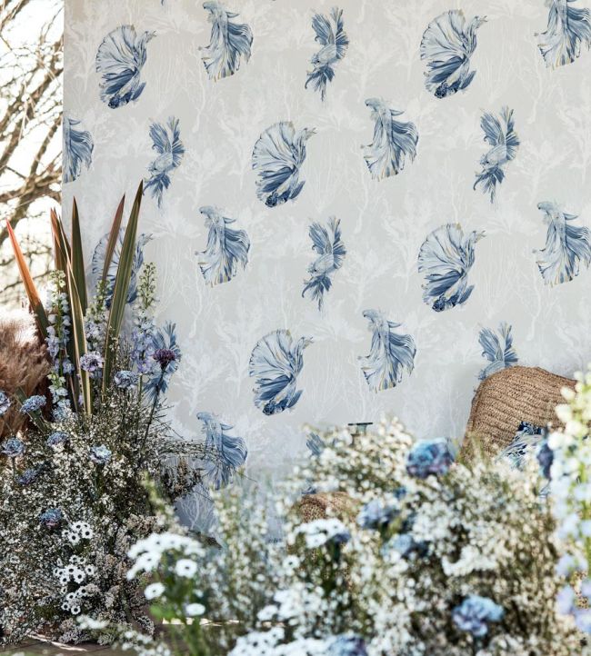 Halfmoon Wallpaper - Stillness/Indigo - HTEW112766 - Harlequin