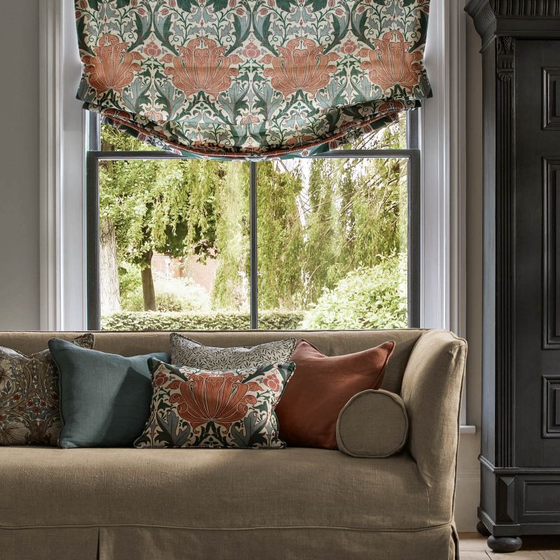 Helena Fabric - Peach/Teal - 227238 - Morris & Co