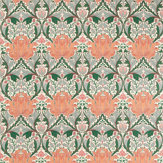Helena Fabric - Peach/Teal - 227238 - Morris & Co