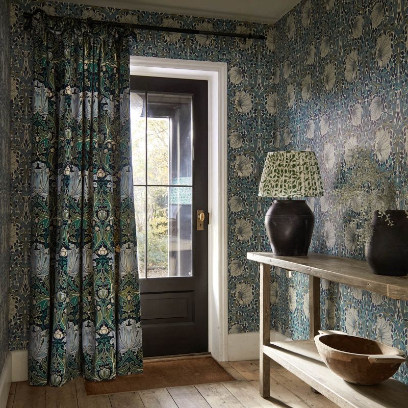 Helena Velvet Fabric - Indigo/Boughs - 227237 - Morris & Co