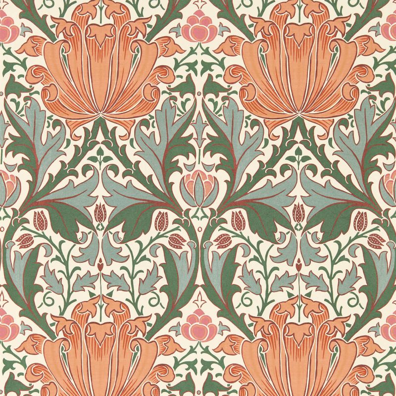 Helena Wallpaper - Peach/Teal - 217361 - Morris & Co