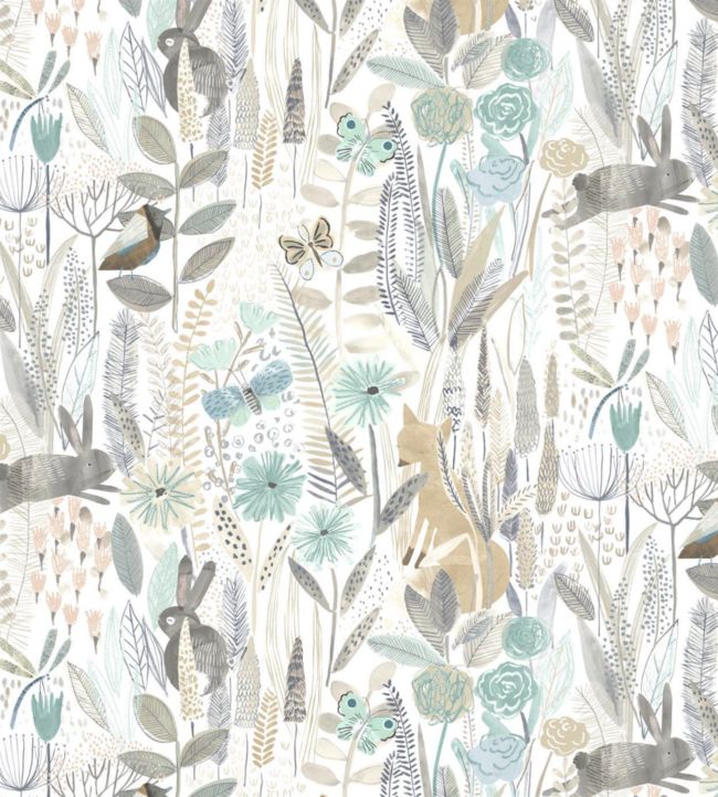 Hide & Seek Wallpaper - Linen/Duck Egg/Stone - HLTF112634 - Harlequin