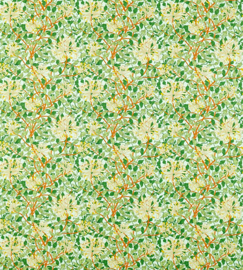 Honeysuckle Fabric - Sky/Burnt Orange - 226985 - Morris & Co