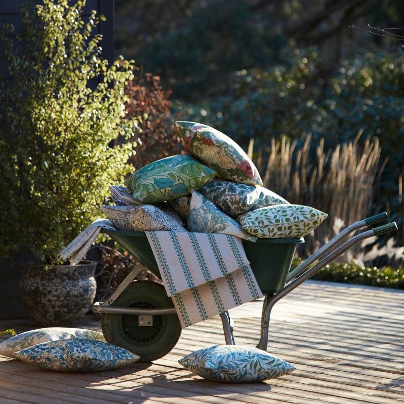 Honeysuckle Outdoor Fabric - Teal/Soft Lemon - 227123 - Morris & Co