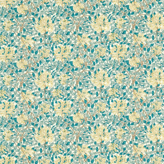 Honeysuckle Outdoor Fabric - Teal/Soft Lemon - 227123 - Morris & Co