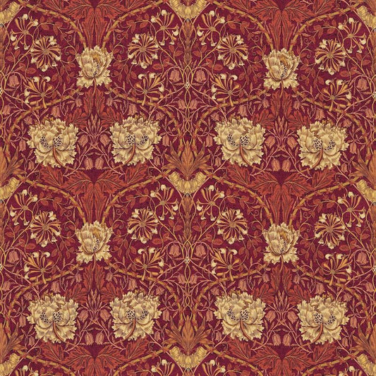 Honeysuckle & Tulip Fabric - Brick/Russet - DMORHO203 - Morris & Co