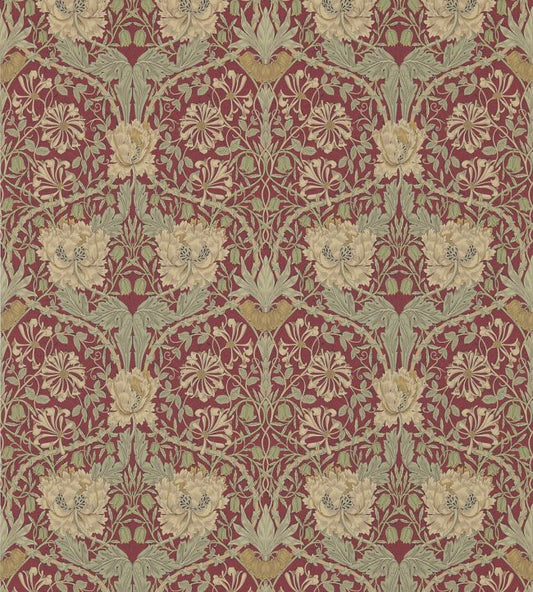 Honeysuckle & Tulip Wallpaper - Red/Gold - 214700 - Morris & Co