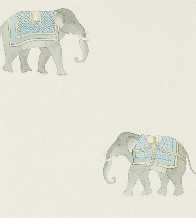 India Wallpaper - Wedgwood/Cream - DART216332 - Sanderson