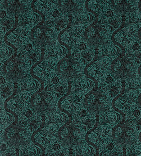 Indian Flock Velvet Fabric - Cerulean/Walnut - 236944 - Morris & Co