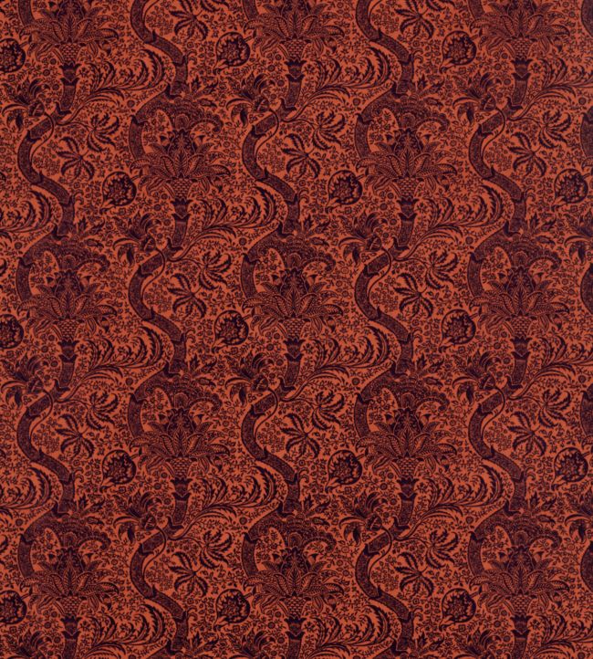 Indian Flock Velvet Fabric - Russet/Mulberry - 236943 - Morris & Co