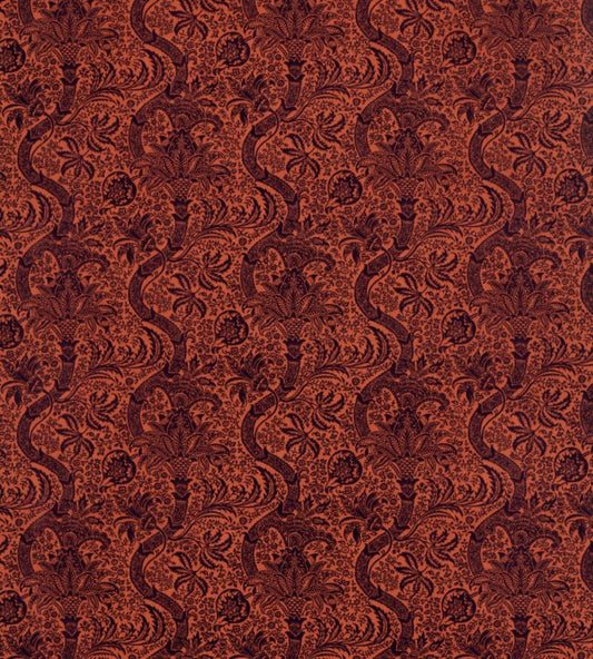 Indian Flock Velvet Fabric - Russet/Mulberry - 236943 - Morris & Co