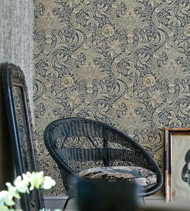 Indian Wallpaper - Charcoal/Nickel - 216445 - Morris & Co