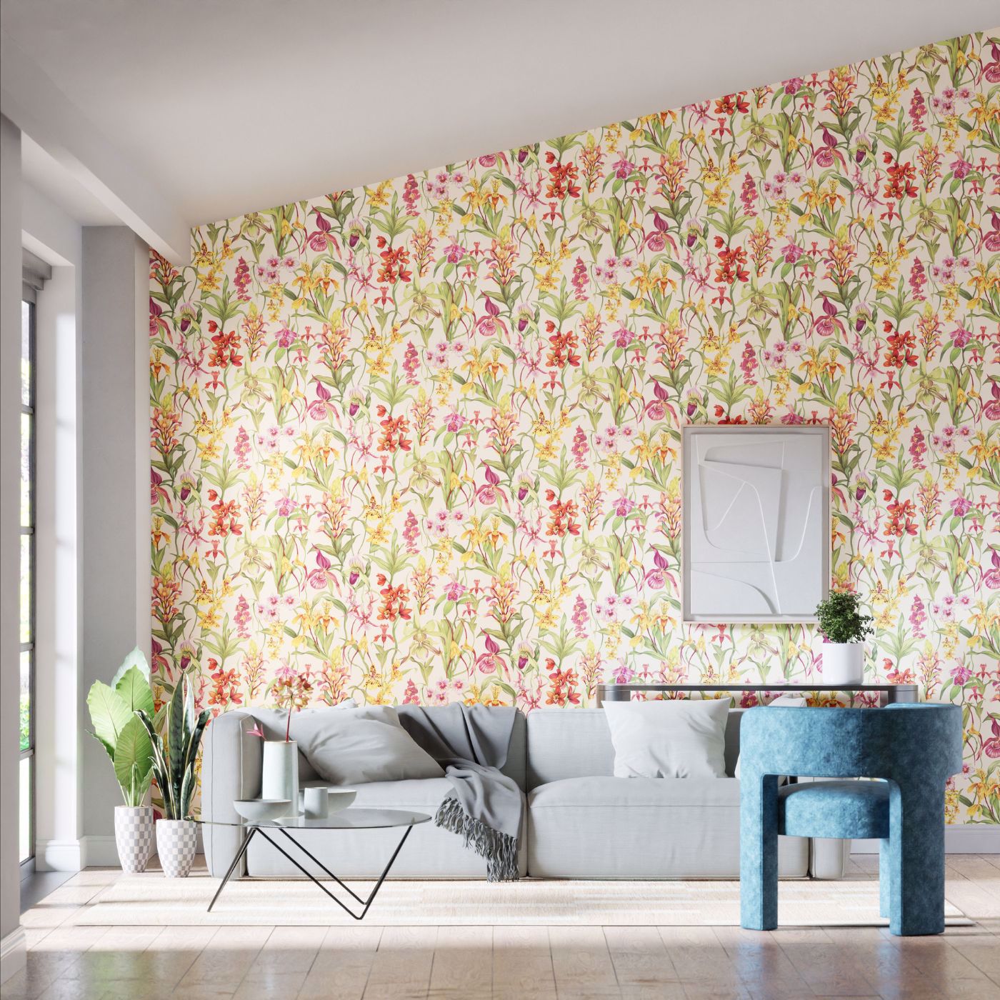 Kalina Wallpaper - Parchment/Forest/Azalea - HC4W113009 - Harlequin