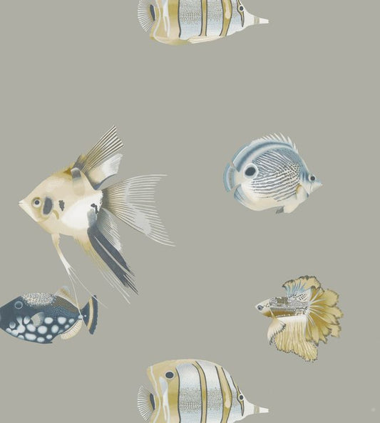 Kamanu Wallpaper - Graphite/Mustard - HANZ111646 - Harlequin