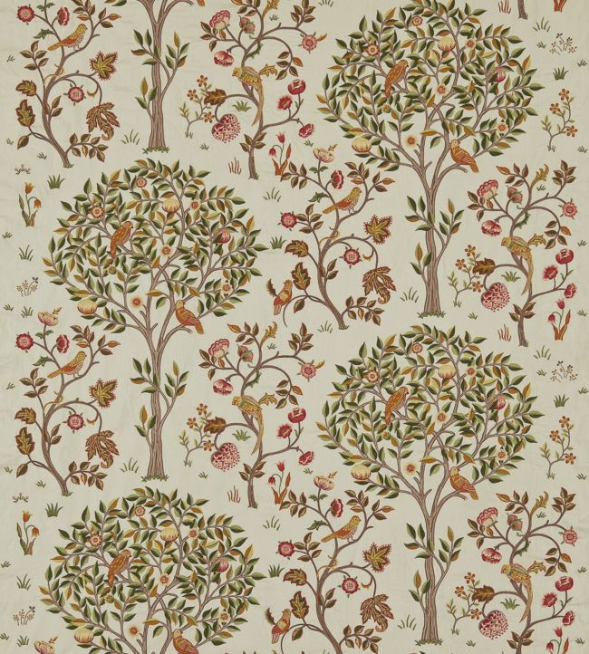 Kelmscott Tree Embroidery Fabric - Russet/Artichoke - 230342 - Morris & Co