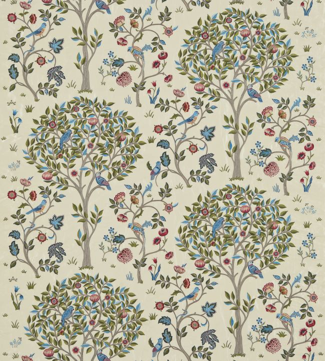 Kelmscott Tree Embroidery Fabric - Woad/Rose - 230343 - Morris & Co
