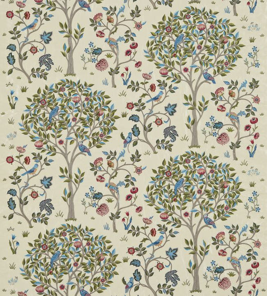 Kelmscott Tree Embroidery Fabric - Woad/Rose - 230343 - Morris & Co