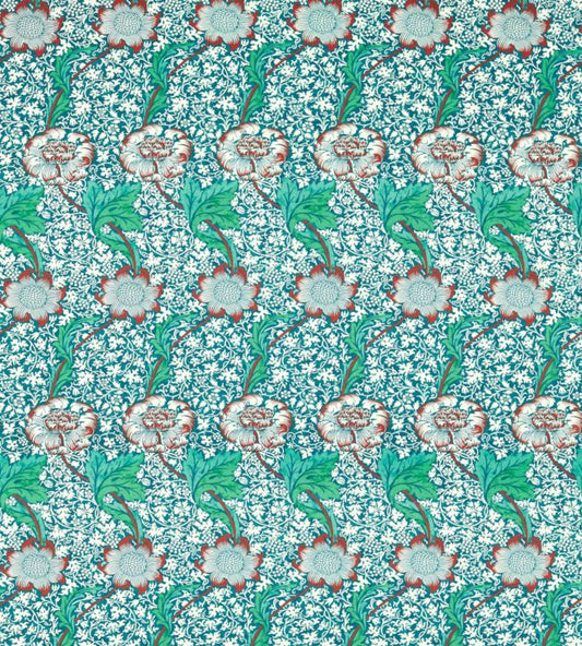 Kennet Fabric - Aqua/Pink - 226857 - Morris & Co