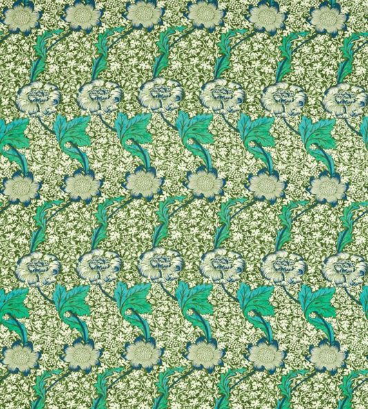Kennet Fabric - Olive/Turquoise - 226856 - Morris & Co