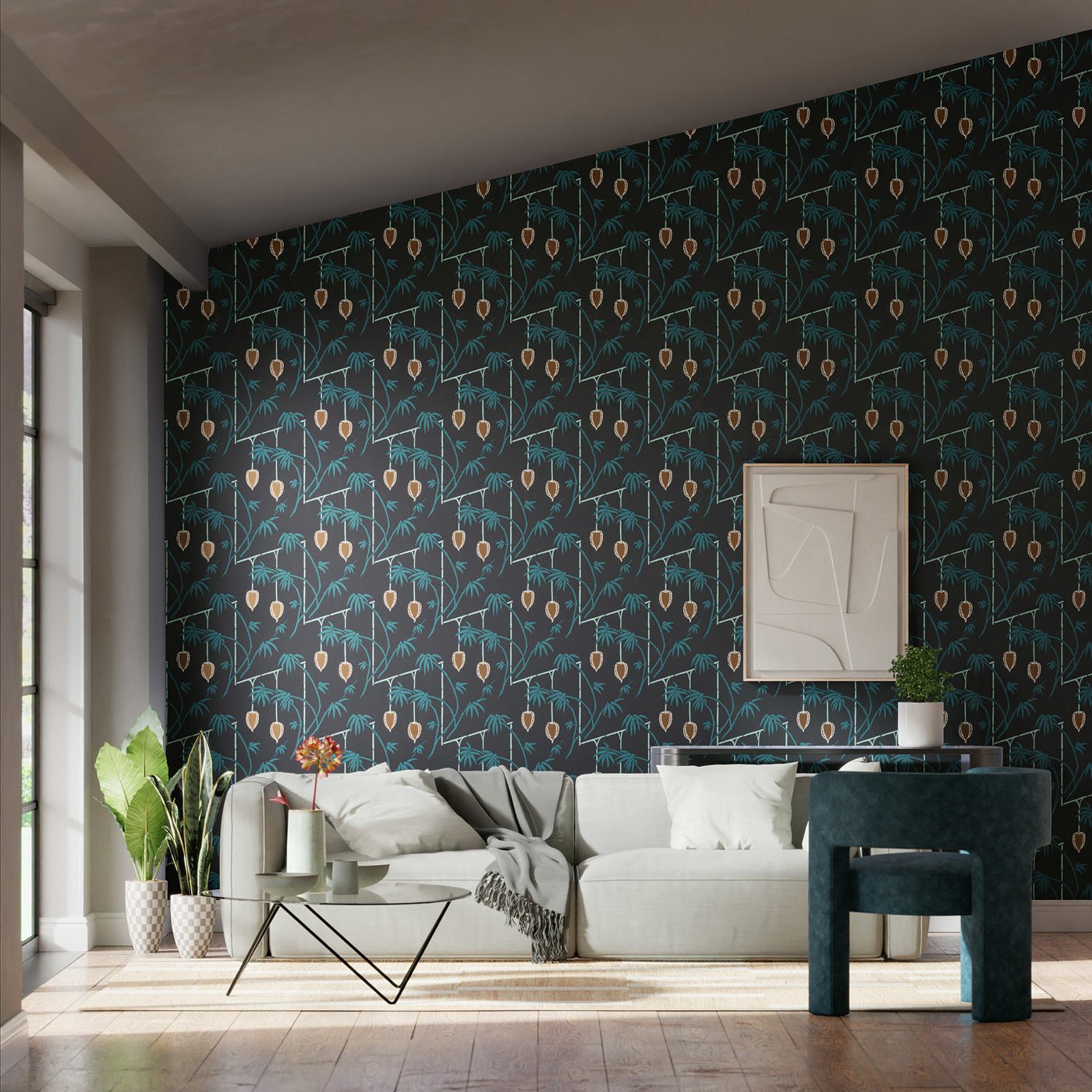 Kimiko Wallpaper - Japanese Ink/Copper - HQN3112940 - Harlequin