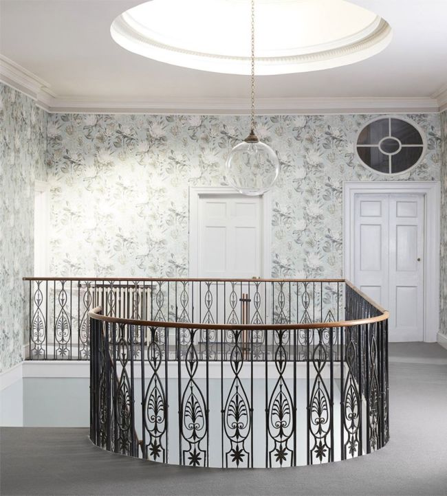 King Protea Wallpaper - Aqua/Linen - DGLW216645 - Sanderson