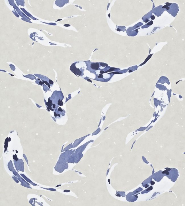 Koi Wallpaper - Indigo - HMOW110902 - Harlequin
