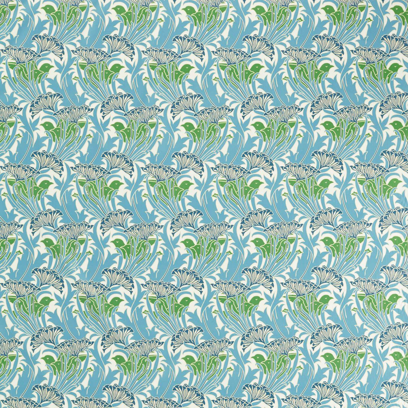 Laceflower Fabric - Garden Green/Lagoon - 227229 - Morris & Co